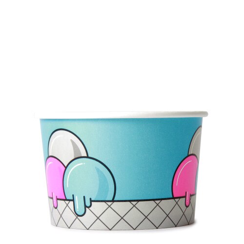 8oz Ice Cream Cup -Blue Bubbles- x 50 Pack_0